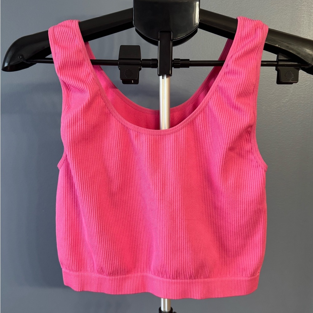 Pink Ribbed Tank Top